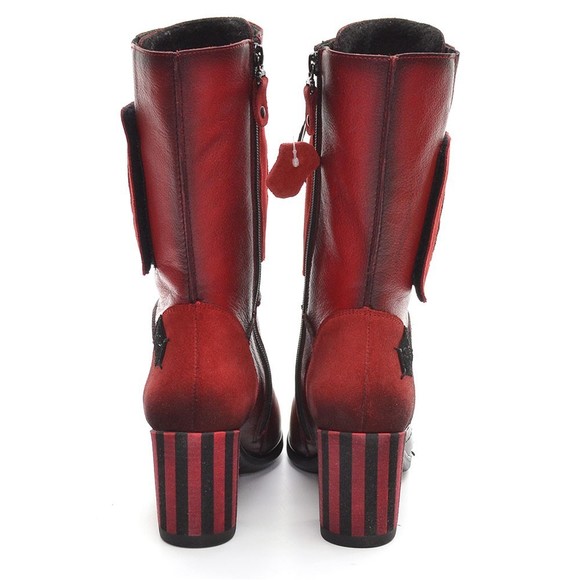 Maciejka 4251 Red Leather Heeled Lace Up Zip Boots 36 New - Picture 5 of 8